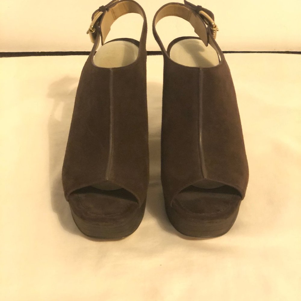 Michael Kors Suede Strap Open Toed Booties